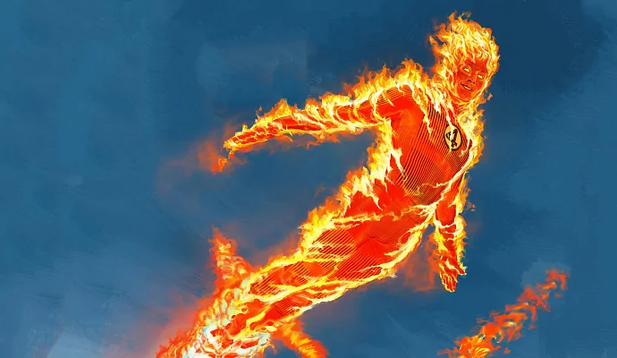 Человек-факел взлетает на новом постере «Фантастической четвёрки» 