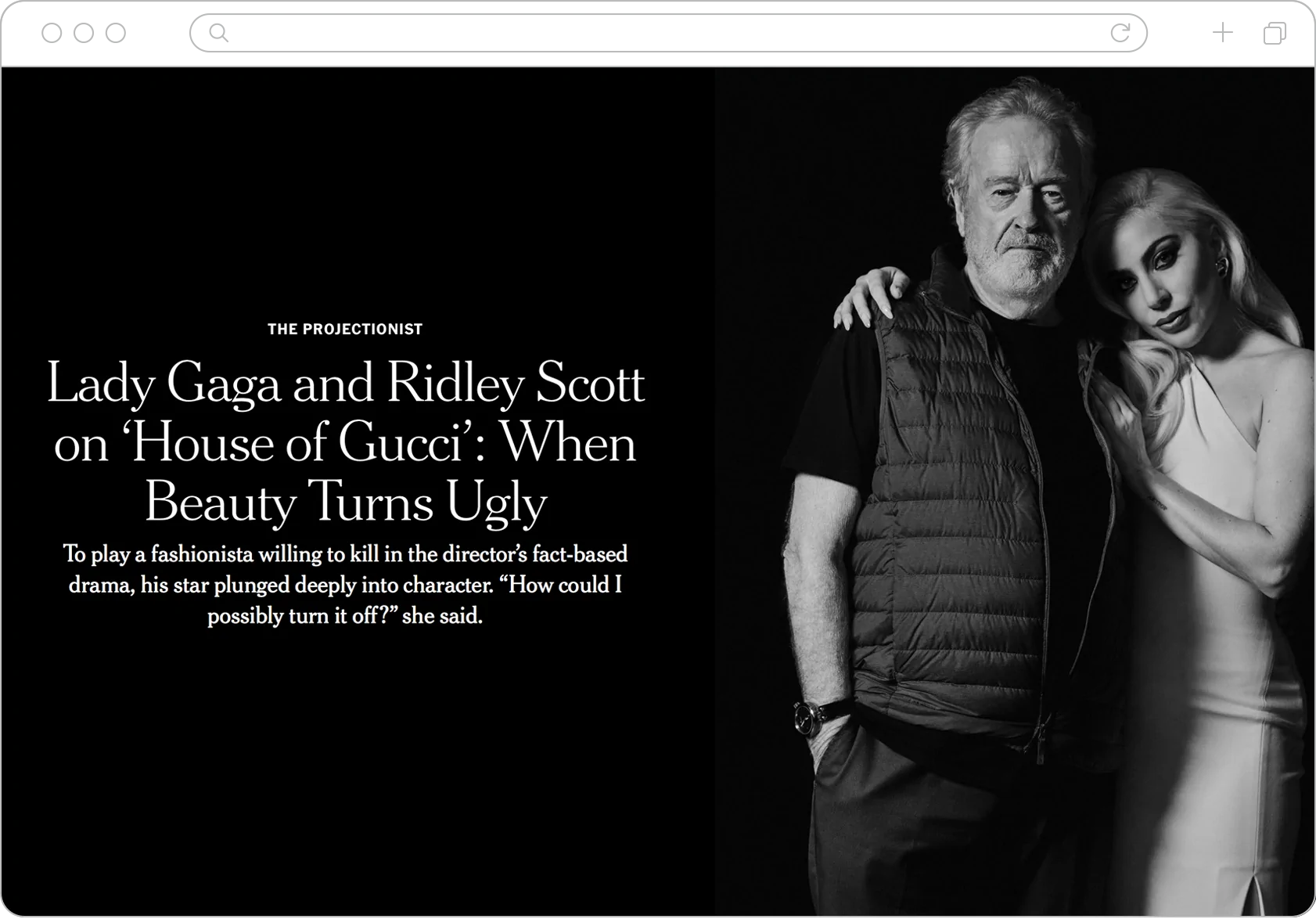 Леди Гага и Ридли Скотт о том, как всё смешалось в «Доме Gucci»