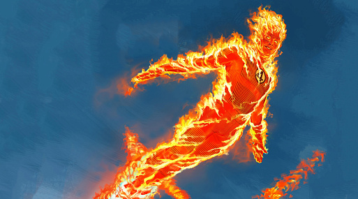 Человек-факел взлетает на новом постере «Фантастической четвёрки»