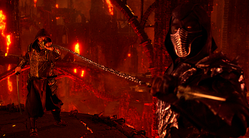 Скорпион против Нуба Сайбота на кадре из «Мортал Комбата 2»