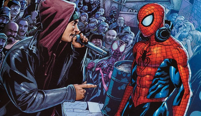 Эминем и Человек-паук сошлись в баттле на обложке комикса