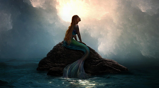 Холли Бэйли возвышается над волнами на первом постере фильма «Русалочка»