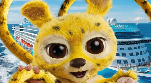 Жамель Деббуз и жёлтый зверёк в отрывке комедии «Марсупилами. Пушистый круиз»