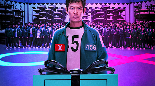 456-й против Ведущего на постерах второго сезона «Игры в кальмара»