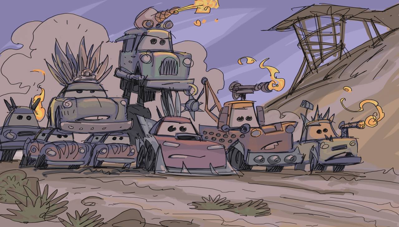 Концепт-арт мультсериала «Тачки на дороге»/Pixar